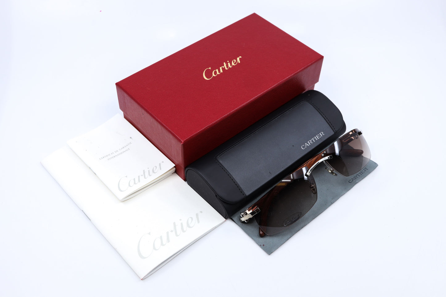 VINTAGE CARTIER C DÉCOR WOODS WITH LASER ENGRAVED LOGO WITH PLATINUM HARDWARE 4610549