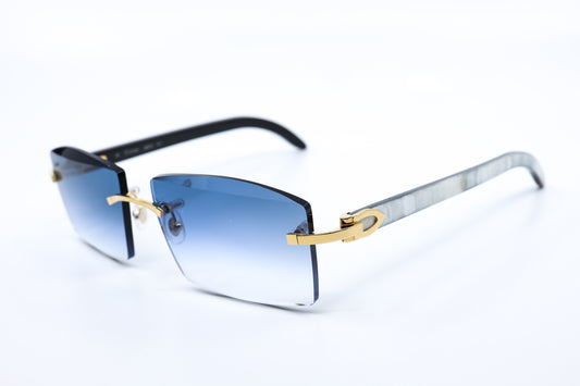 VINTAGE CARTIER C DECOR WHITE BUFFS WITH GOLD HARDWARE CT0046O 001