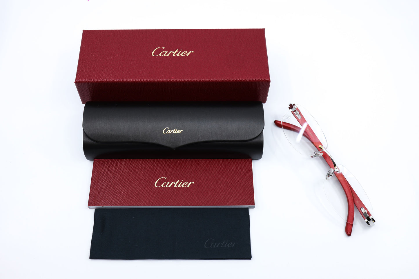 VINTAGE CARTIER C DÉCOR RED WOOD WITH PLATINUM HARDWARE CT0052O 006