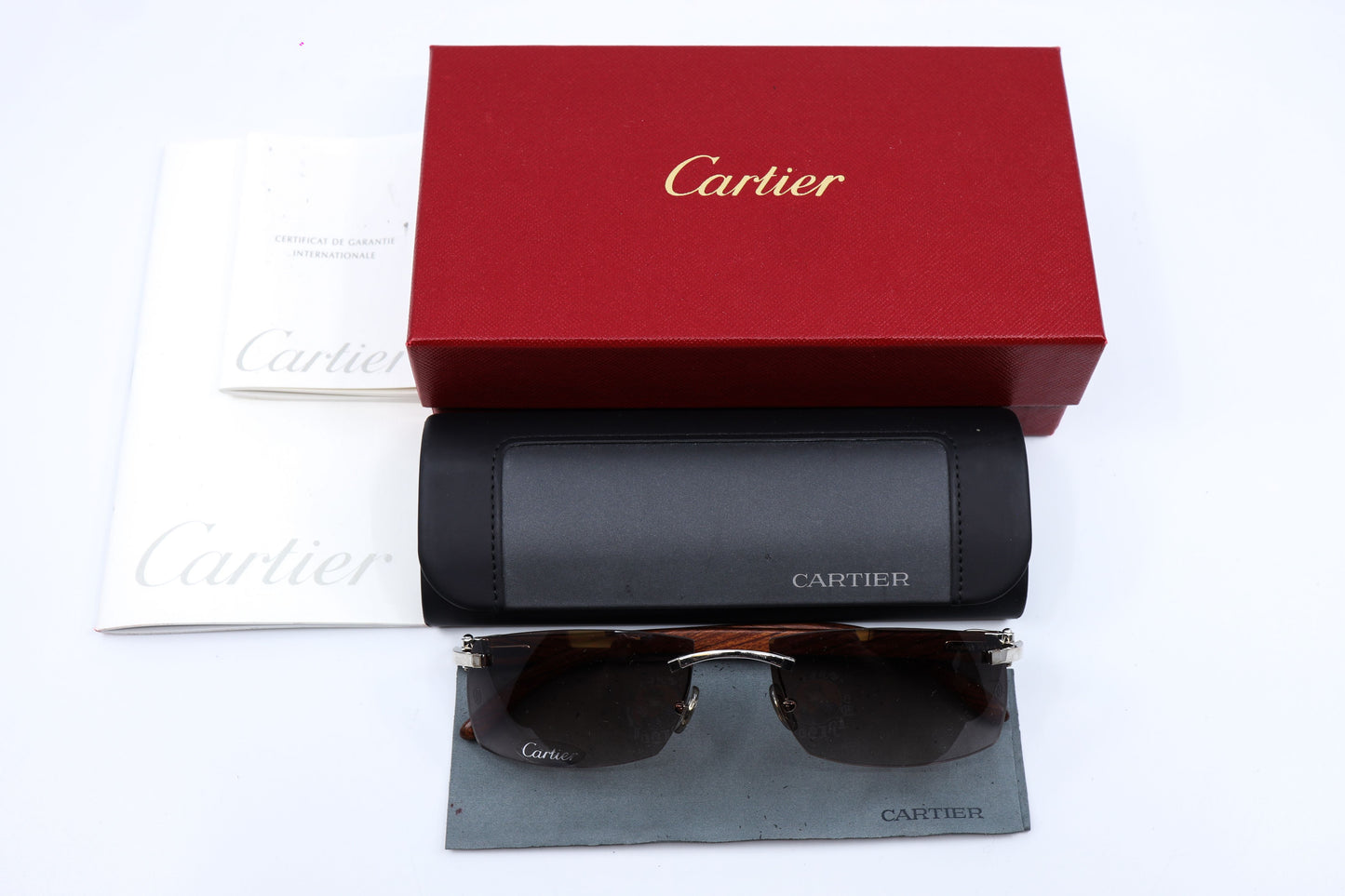 VINTAGE CARTIER C DÉCOR WOODS WITH LASER ENGRAVED LOGO WITH PLATINUM HARDWARE 4610549